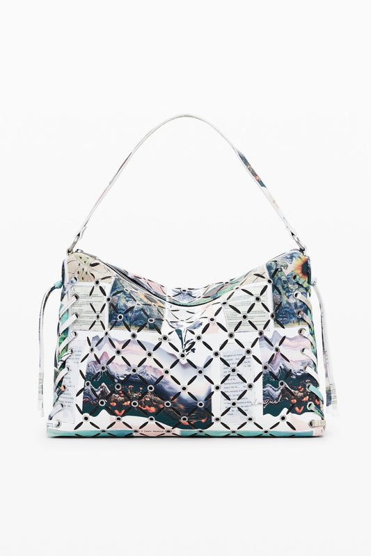 Bolsa tiracolo perfurada Collage média