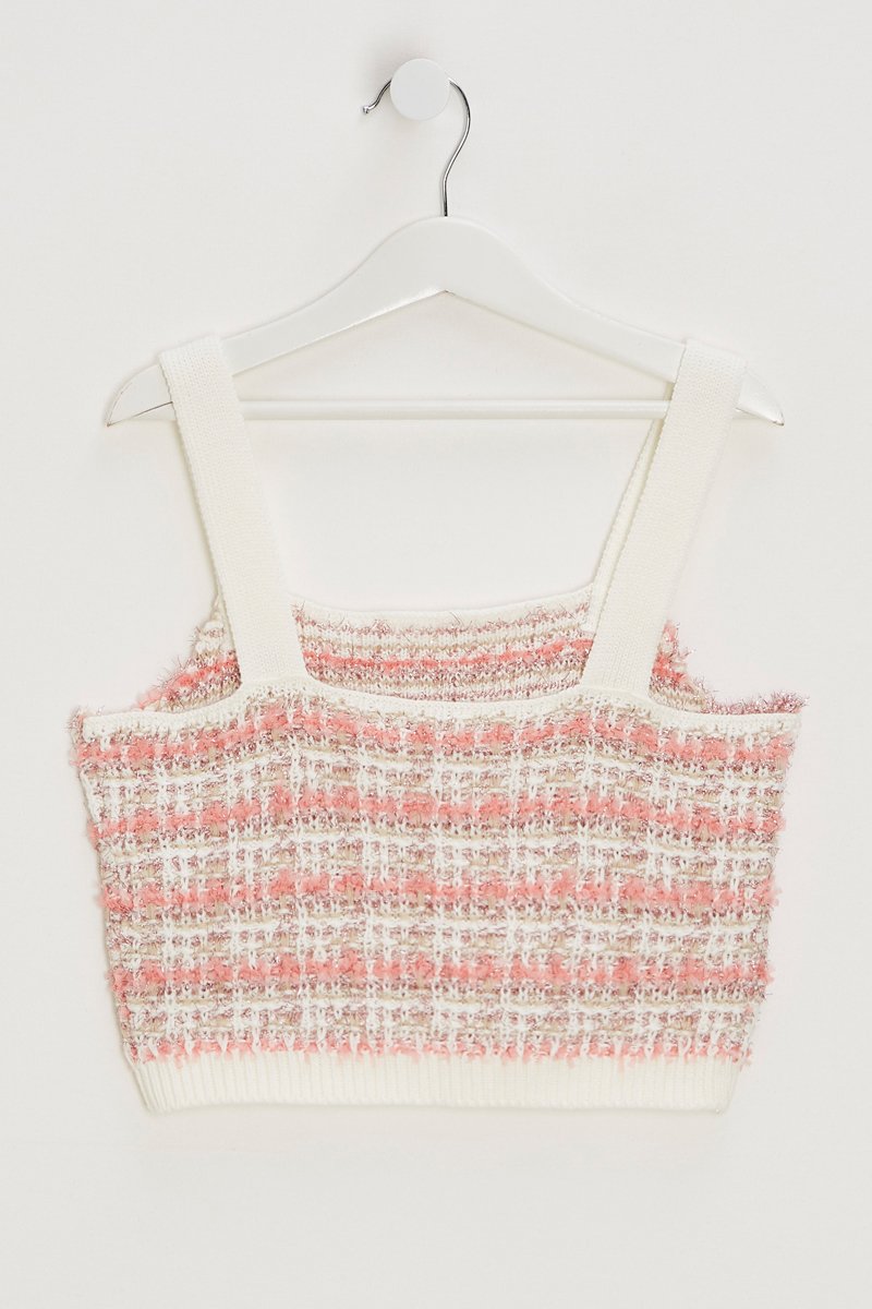 Camisola de alças em tweed - Laranja