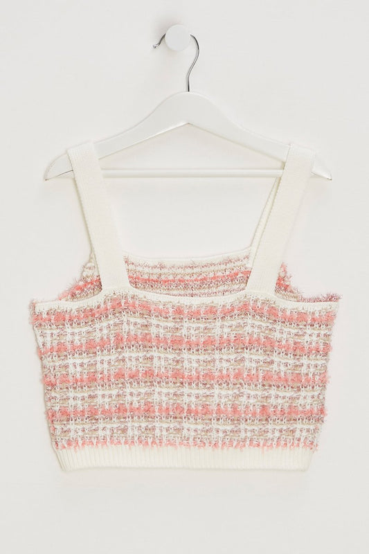 Camisola de alças em tweed - Laranja