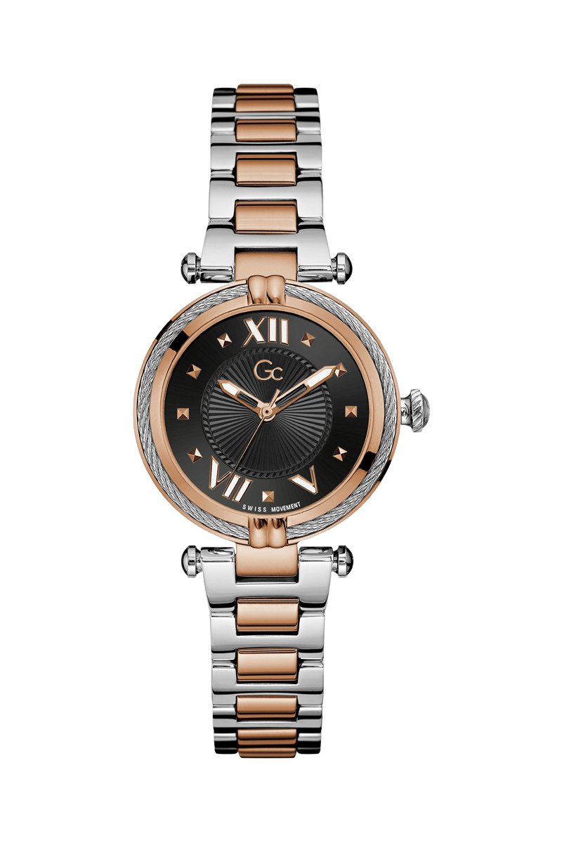 Relógio de quartzo em aço e folheado a ouro fino rosa