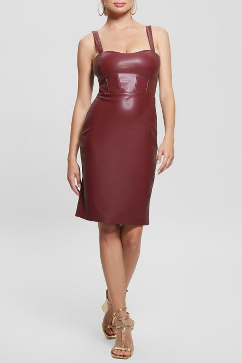 Vestido justo - Bordô