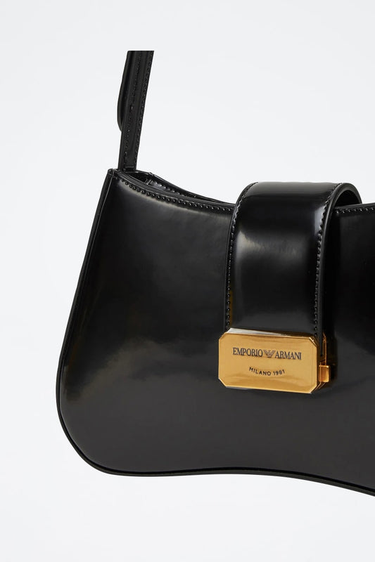Mala de ombro envernizada - Preto - Emporio Armani