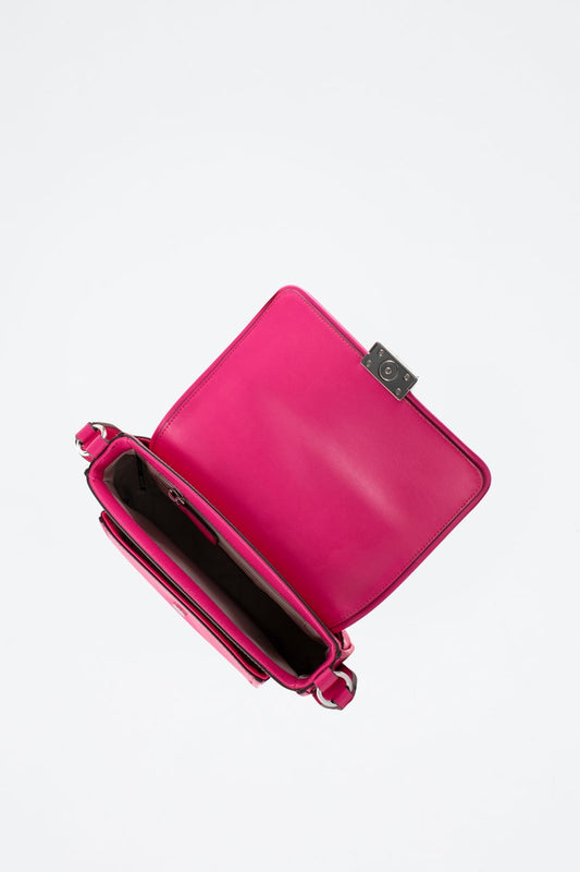 Mala a tiracolo em couro - Rosa