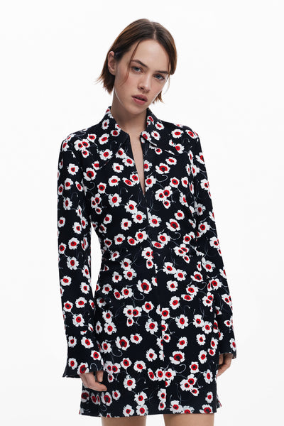 Vestido chemise curto flores