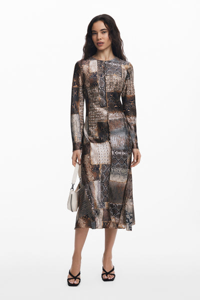 Vestido fluido com estampa animal Desigual