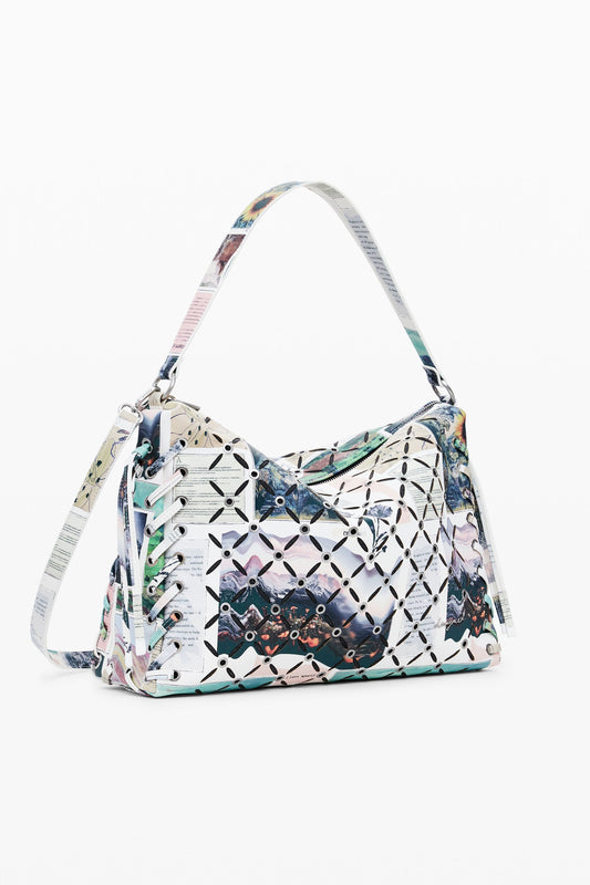 Bolsa tiracolo perfurada Collage média