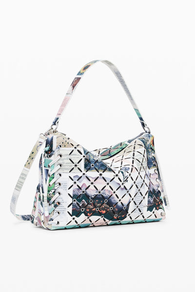 Bolsa tiracolo perfurada Collage média