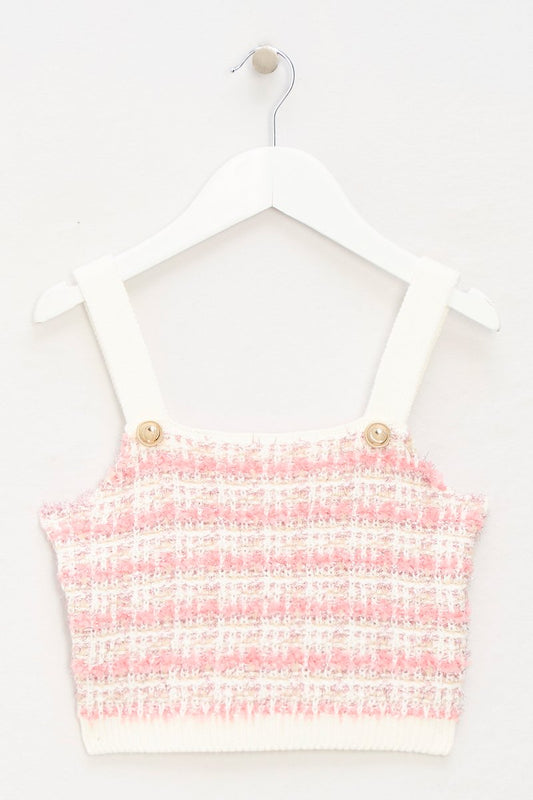 Camisola de alças em tweed - Laranja