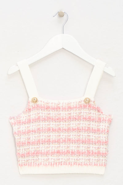 Camisola de alças em tweed - Laranja