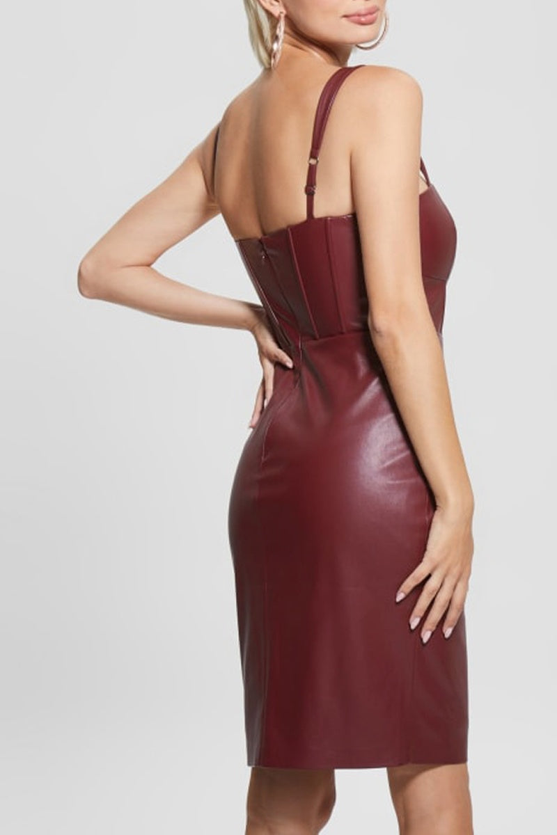 Vestido justo - Bordô