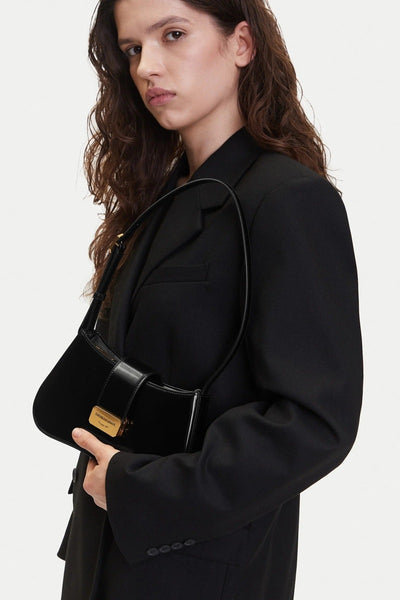 Mala de ombro envernizada - Preto - Emporio Armani